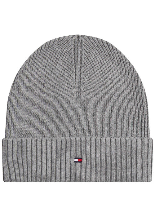Bonnet en coton côtelé gris uni avec un large revers