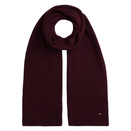 Écharpe bordeaux en coton et maille tricotée...