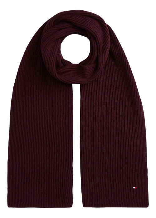 Écharpe bordeaux en coton et maille tricotée avec le logo de la marque