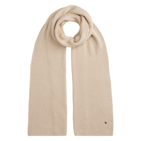 Écharpe beige en coton et maille tricotée avec...