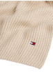 Thumbnail Écharpe beige en coton et maille tricotée avec le logo de la marque - Image 2