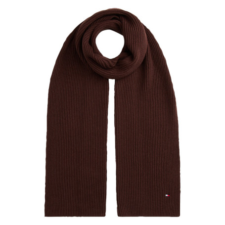 Écharpe marron en coton et maille tricotée avec...