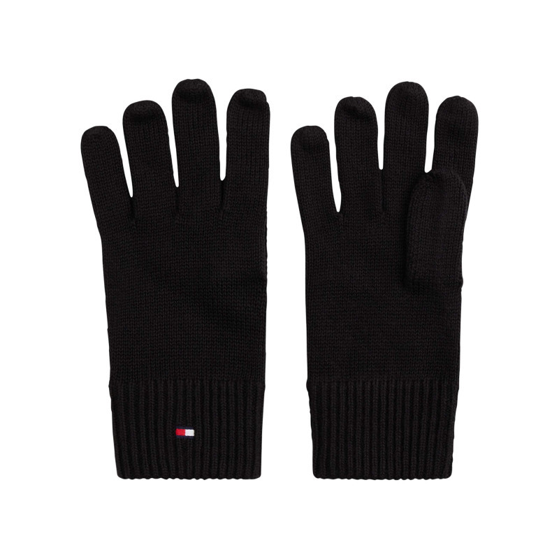 Tommy Hilfiger - Gants Noirs En Coton Et Maille Tricotée Avec Le Logo De La Marque - Noirs Tommy Hilfiger - Gants Noirs En Coton Et Maille Tricotée Avec Le Logo De La Marque - Noirs