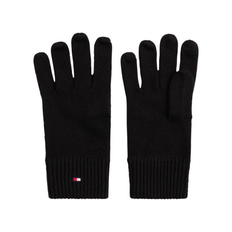 Gants noirs en coton et maille tricotée avec le...
