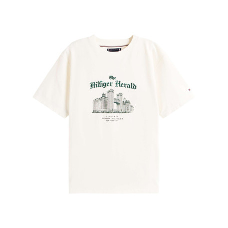 T-shirt en coton écru col rond orné d'un...