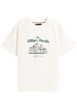Thumbnail T-shirt en coton écru col rond orné d'un imprimé fantaisie