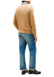 Thumbnail Pull en coton camel uni avec un col rond et des manches longues - Image 3