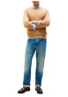 Thumbnail Pull en coton camel uni avec un col rond et des manches longues - Image 5