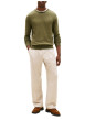 Thumbnail Pull en coton kaki uni avec un col rond et des manches longues - Image 5