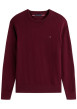 Thumbnail Pull en coton bordeaux uni avec un col rond et des manches longues