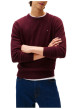 Thumbnail Pull en coton bordeaux uni avec un col rond et des manches longues - Image 2