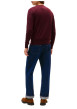 Thumbnail Pull en coton bordeaux uni avec un col rond et des manches longues - Image 3