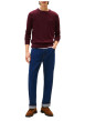Thumbnail Pull en coton bordeaux uni avec un col rond et des manches longues - Image 5