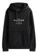 Thumbnail Sweat noir motif fantaisie pourvu d'un col à capuche avec cordons de serrage