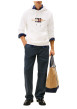 Thumbnail Sweat en coton blanc fantaisie pourvu d'un col à capuche avec cordons de serrage - Image 5