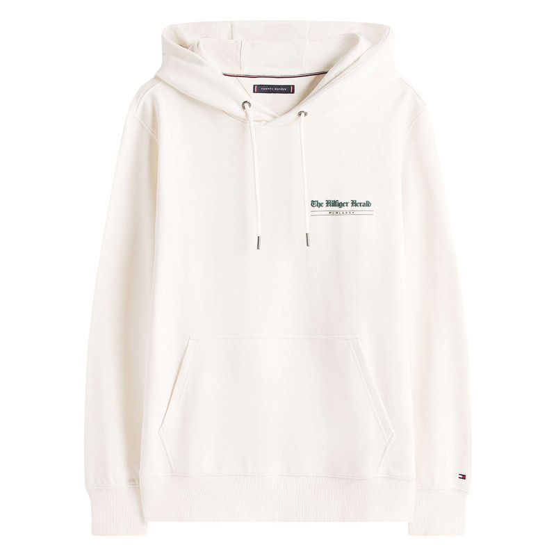 Tommy Hilfiger - Sweat En Coton écru Orné D'inscriptions Avec Un Col à Capuche - écru Tommy Hilfiger - Sweat En Coton écru Orné D'inscriptions Avec Un Col à Capuche - écru