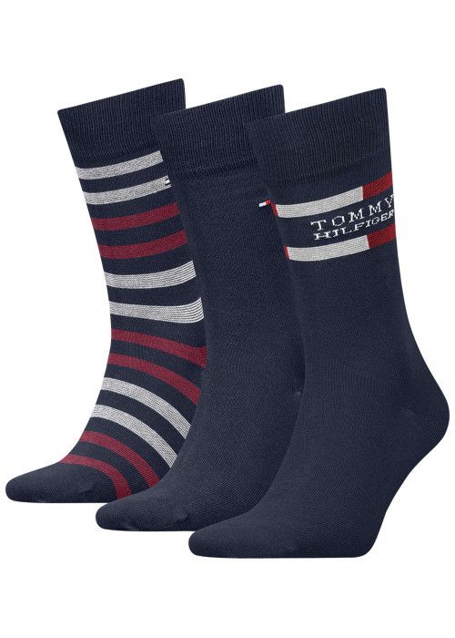 Lot de 3 paires de chaussettes marine fantaisie coupe haute