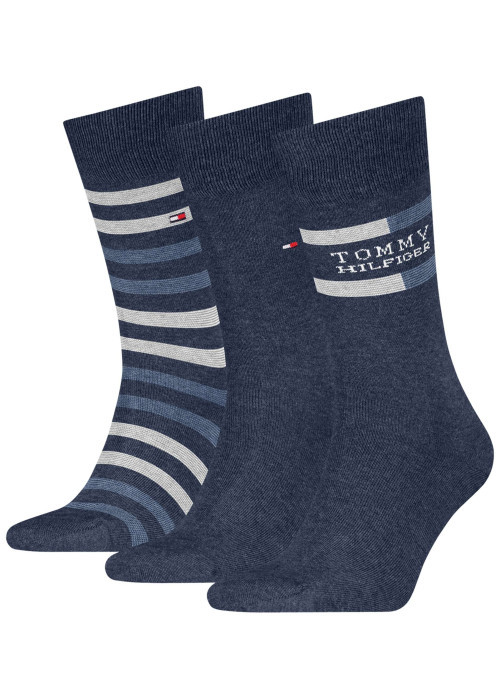 Lot de 3 paires de chaussettes bleues fantaisie coupe haute