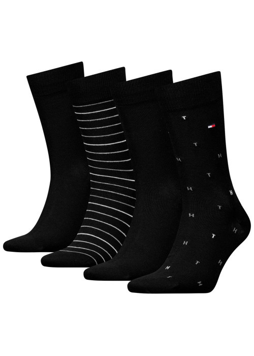Lot de 4 paires de chaussettes noires fantaisie coupe haute