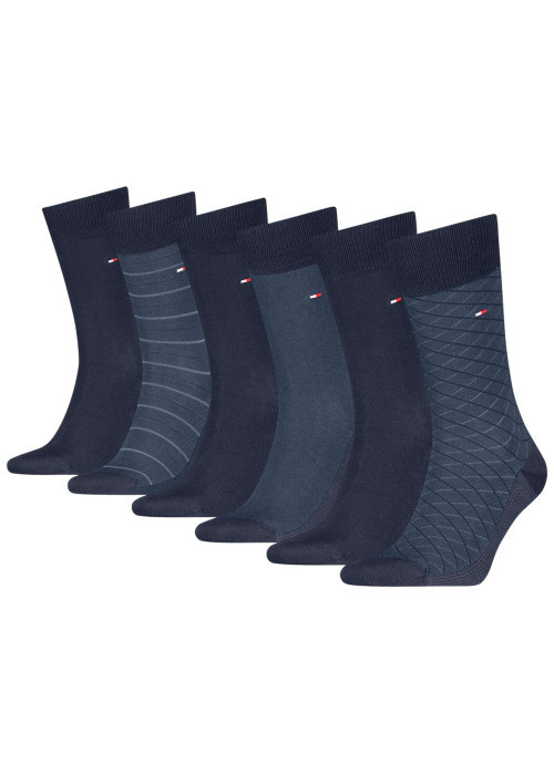 Lot de 6 paires de chaussettes marine fantaisie coupe haute