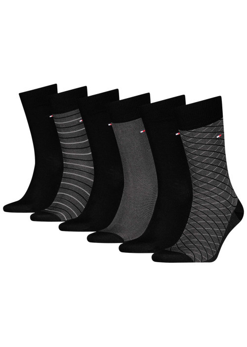 Lot de 6 paires de chaussettes noires fantaisie coupe haute