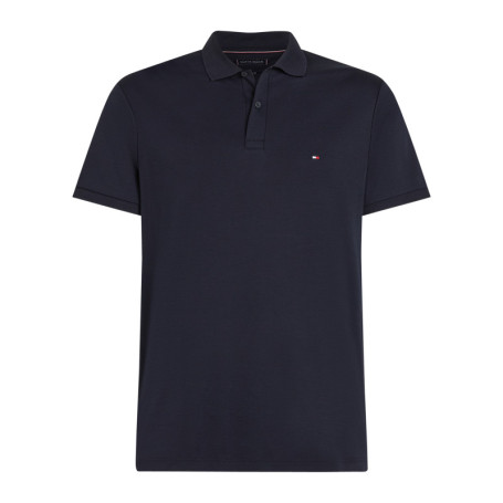 Polo en coton marine avec un col à rabats et...