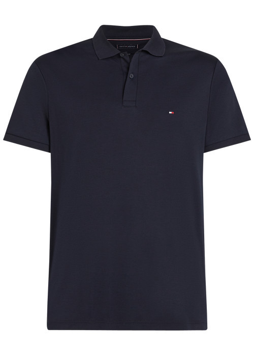 Polo en coton marine avec un col à rabats et des manches courtes
