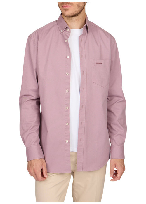 Chemise coupe regular fit Mise au Green en coton biologique parme à col américain