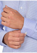 Thumbnail Chemise en coton bleue à minis motifs rectilignes et à coupe regular fit - Image 4