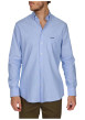 Thumbnail Chemise en coton piqué bleue ciel unie à coupe regular fit et col américain