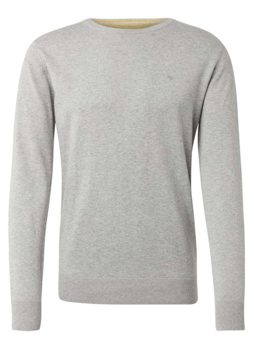 Pull en coton gris avec logo brodé poitrine un col rond et une coupe droite