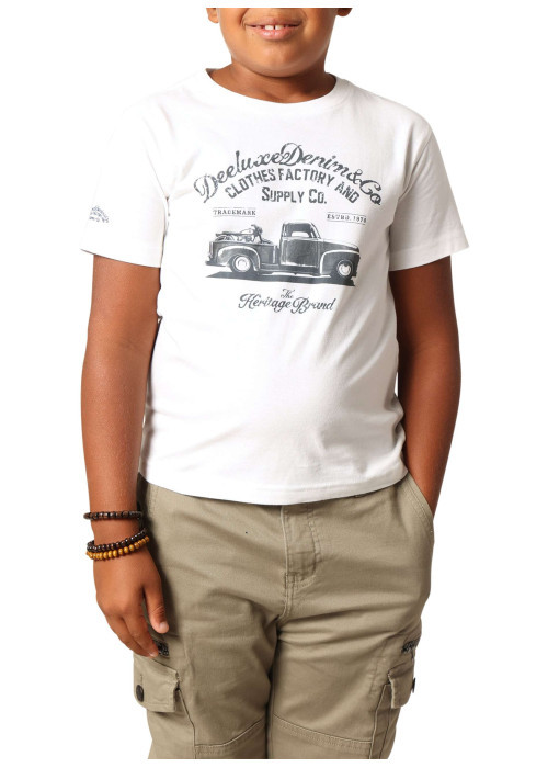 T-shirt en coton blanc imprimé avec un col rond et des manches courtes