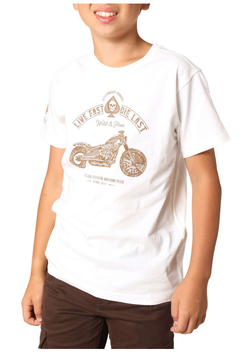 T-shirt en coton blanc imprimé avec un col rond et des manches courtes