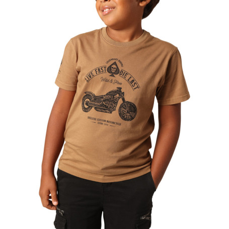 T-shirt en coton camel imprimé avec un col rond...