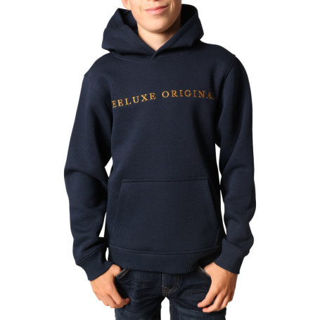 Sweat marine uni avec un col à capuche et une...