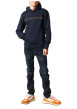 Thumbnail Sweat marine uni avec un col à capuche et une poche traversante - Image 4