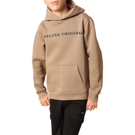 Sweat beige uni avec un col à capuche et une...