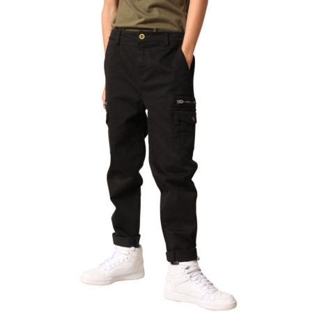 Pantalon Cargo en coton noir coupe slim avec...