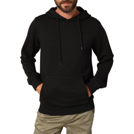Sweat noir avec un motif quadrillage en relief...
