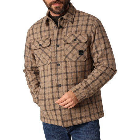 Surchemise taupe motif écossais avec un col à...