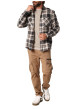 Thumbnail Chemise en coton écrue, noire et marron à motif écossais avec un col à rabats - Image 4
