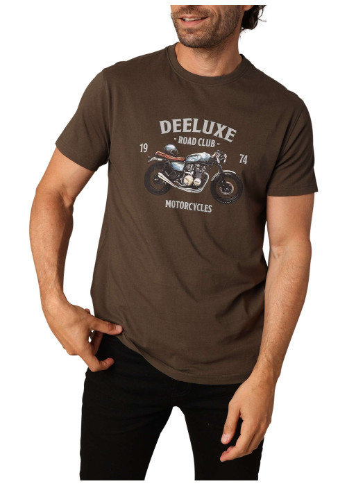T-shirt en coton marron avec un col rond et des manches courtes