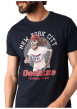 Thumbnail T-shirt en coton marine avec un col rond et des manches courtes - Image 3