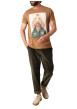 Thumbnail T-shirt en coton camel avec un col rond et des manches courtes - Image 4