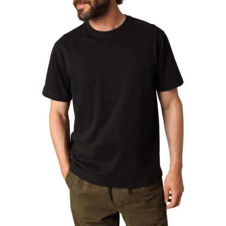 T-shirt en coton noir uni avec un col rond et...
