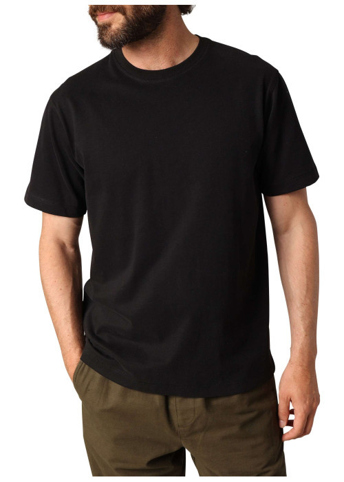 T-shirt en coton noir uni avec un col rond et des manches courtes
