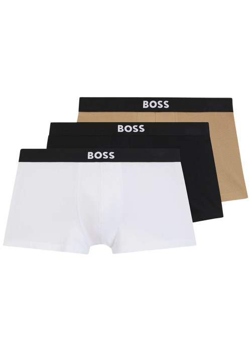 Lot de 3 boxers en coton multicolores unis à taille élastiquée