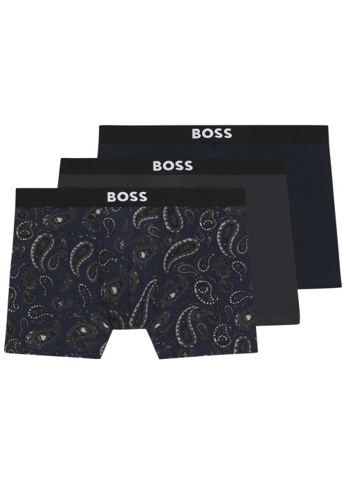 Lot de 3 boxers en coton marine avec une taille élastiquée