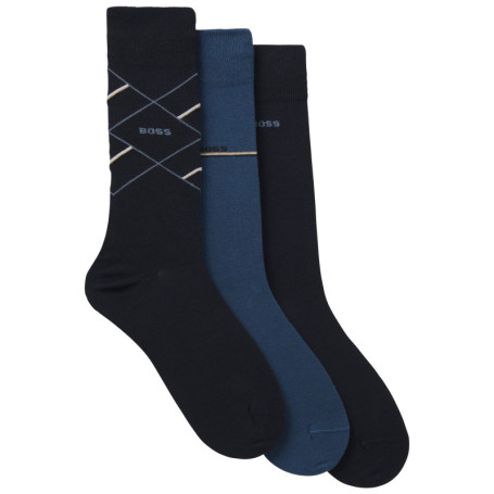 Lot de 3 paires de chaussettes en coton bleues...