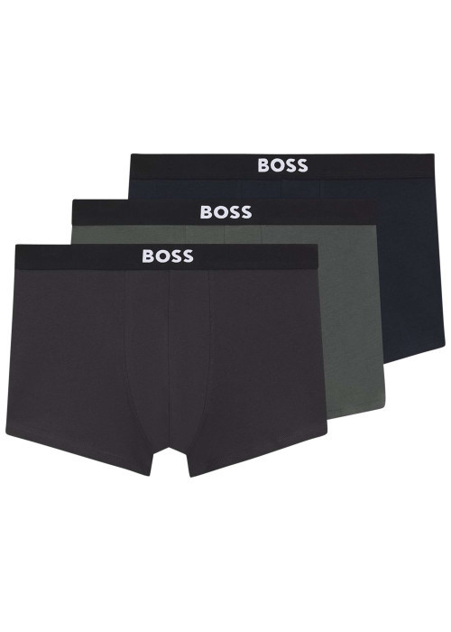 Lot de 3 boxers en coton multicolores unis à taille élastiquée
